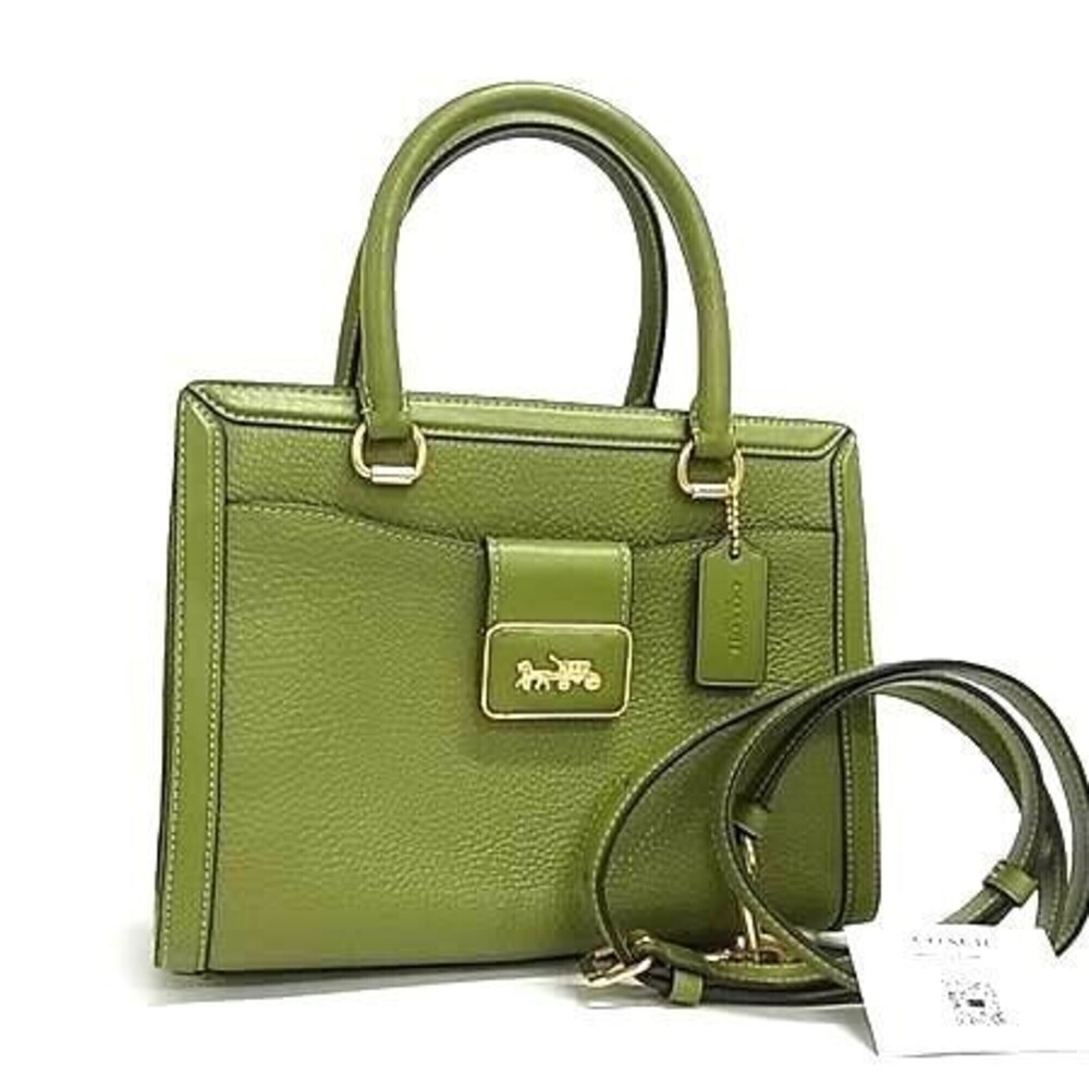 COACH Grace Carryall CC141 Green Leather Handbag - Women's Shoulder Bag